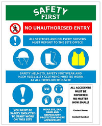 Thumbnail for 480×600 Construction Site Safety First Board Sign - Kiwi Workgear