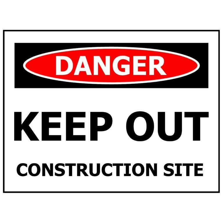 600×480 DANGER Keep Out Construction Site Sign Sign - Kiwi Workgear