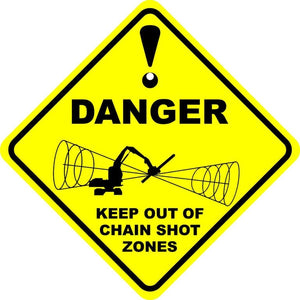 750 x 750 DANGER KEEP OUT OF CHAIN SHOT ZONES yellow/green Reflective Sign - Kiwi Workgear