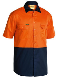 Thumbnail for Bisley 2 Tone Cool Lightweight Drill S/S Shirt D/O - Kiwi Workgear