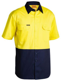 Thumbnail for Bisley 2 Tone Cool Lightweight Drill S/S Shirt D/O - Kiwi Workgear