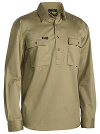 Thumbnail for Bisley Closed Front Cotton Drill Shirt - Kiwi Workgear