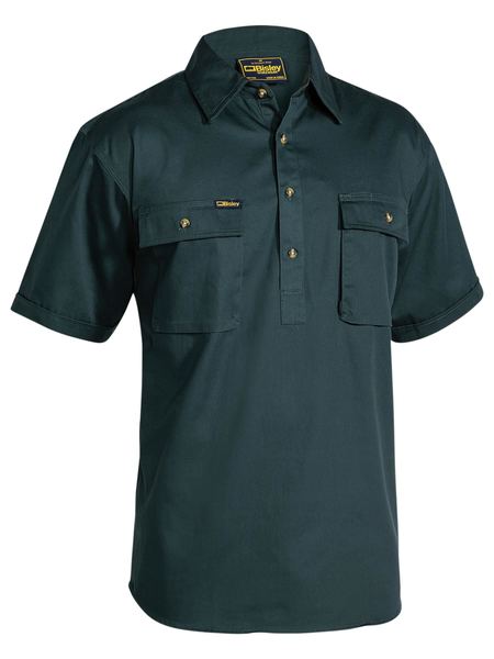 Bisley Closed Front Cotton Drill Shirt S/S - Kiwi Workgear