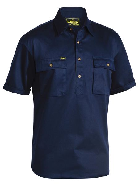 Bisley Closed Front Cotton Drill Shirt S/S - Kiwi Workgear