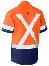 Thumbnail for Bisley Flex & Move Two Tone Hi-Vis S/S Shirt - Kiwi Workgear