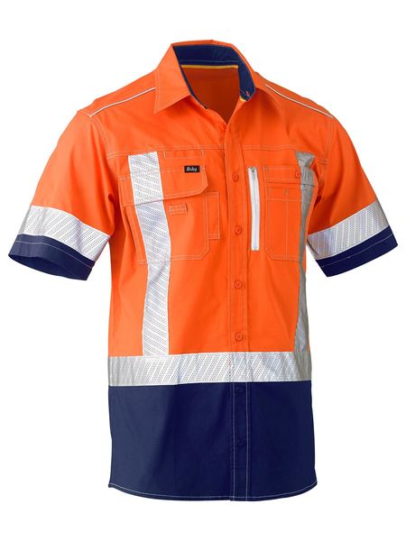 Bisley Flex & Move Two Tone Hi-Vis S/S Shirt - Kiwi Workgear