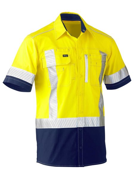 Bisley Flex & Move Two Tone Hi-Vis S/S Shirt - Kiwi Workgear