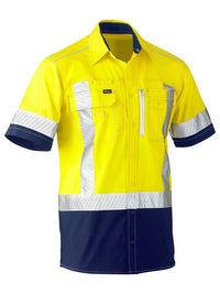 Thumbnail for Bisley Flex & Move Two Tone Hi-Vis S/S Shirt - Kiwi Workgear