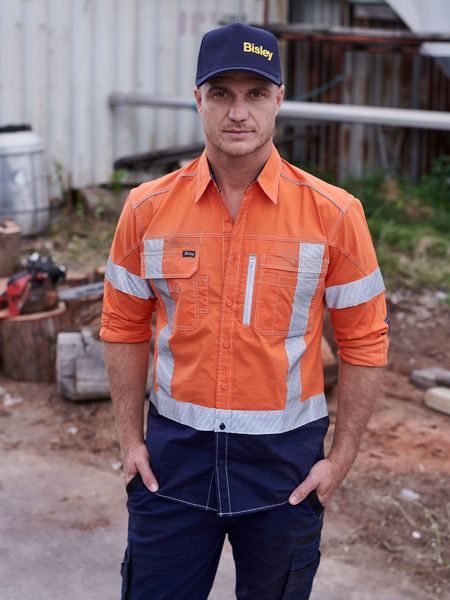 Bisley Flex & Move X Taped Hi-Vis L/S Utility Shirt - Kiwi Workgear