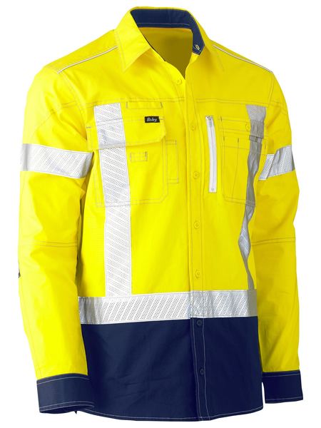 Bisley Flex & Move X Taped Hi-Vis L/S Utility Shirt - Kiwi Workgear