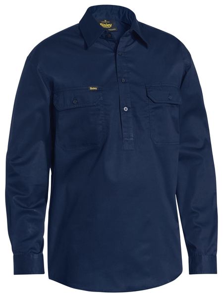 Bisley L/S Closed Front Lightweight Cotton Shirt - Kiwi Workgear