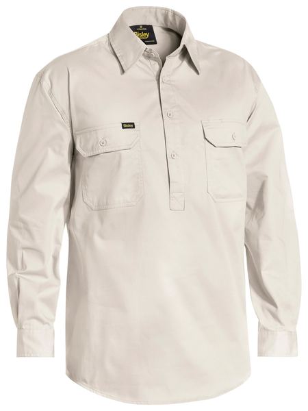 Bisley L/S Closed Front Lightweight Cotton Shirt - Kiwi Workgear