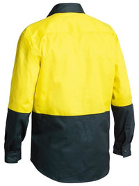 Thumbnail for Bisley L/S Front Hi - Vis Cotton Drill Shirt - Kiwi Workgear