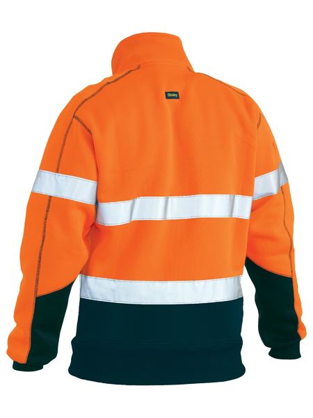 Bisley Taped Hi-Vis 1/4 Zip Fleece Pullover - Kiwi Workgear