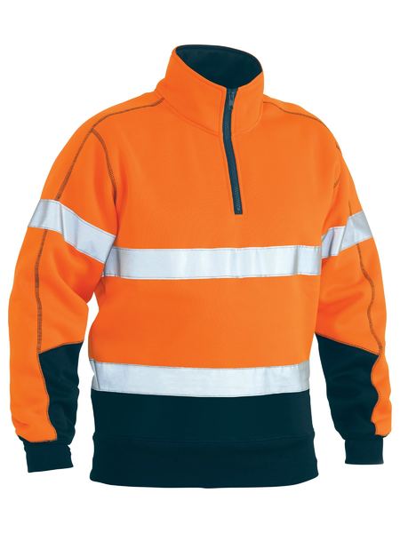 Bisley Taped Hi-Vis 1/4 Zip Fleece Pullover - Kiwi Workgear