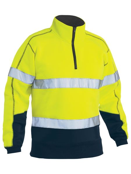 Bisley Taped Hi-Vis 1/4 Zip Fleece Pullover - Kiwi Workgear