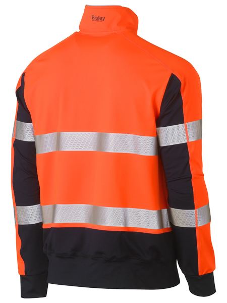 Bisley Taped Hi Vis Stretchy Fleece Zip Pullover - Kiwi Workgear