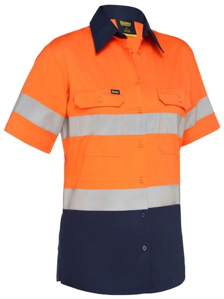 BISLEY WOMEN'S TAPED HI VIS COOL LIGHTWEIGHT DRILL SHIRT - Kiwi Workgear