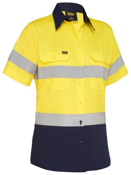 BISLEY WOMEN'S TAPED HI VIS COOL LIGHTWEIGHT DRILL SHIRT - Kiwi Workgear