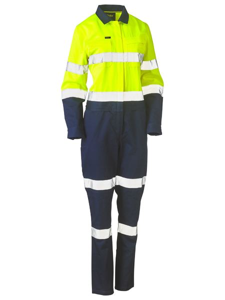 Bisley Women's Taped Hi-Vis Cotton Drill Coverall - Kiwi Workgear