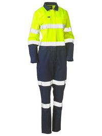 Thumbnail for Bisley Women's Taped Hi-Vis Cotton Drill Coverall - Kiwi Workgear