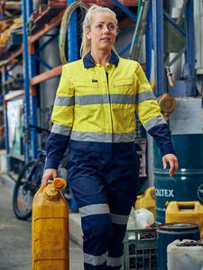 Bisley Women's Taped Hi-Vis Cotton Drill Coverall - Kiwi Workgear