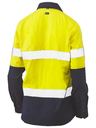 BISLEY WOMENS TAPED HI VIS STRETCH V-NECK CLOSED FRONT SHIRT - Kiwi Workgear