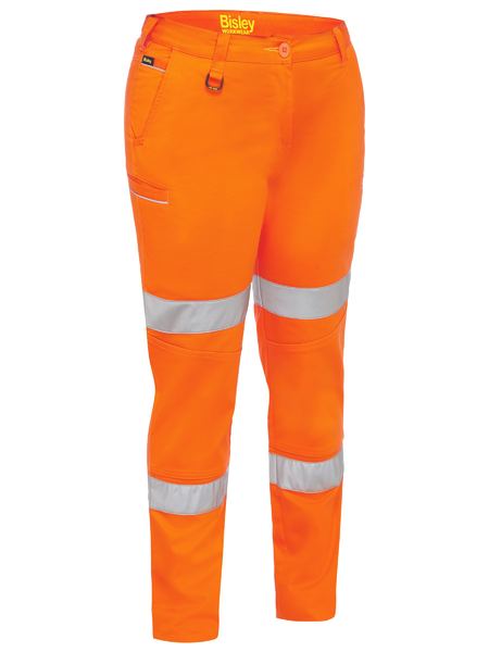 Bisley Women's Taped Mid Rise Stretch Cotton Pants - Kiwi Workgear