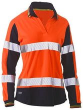 Load image into Gallery viewer, BISLEY WOMEN&#39;S TAPED TWO TONE HI VIS V-NECK POLO - Kiwi Workgear
