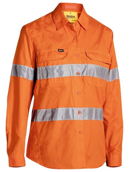 Bisley Women's X Airflow Taped Hi Vis Ripstop Shirt - Kiwi Workgear