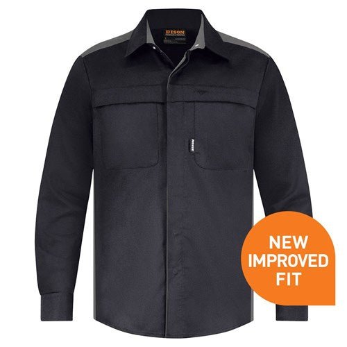 Bison Workzone Contrast Long-Sleeve Shirt - Kiwi Workgear