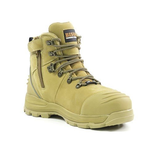 Bison XTLZ Zip lace-up Safety Boot - Wheat - Kiwi Workgear