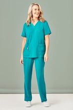 Load image into Gallery viewer, Biz Care Avery Women&#39;s Easy fit V-Neck Scrub Top - Kiwi Workgear
