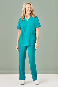 Thumbnail for Biz Care Avery Women's Easy fit V-Neck Scrub Top - Kiwi Workgear