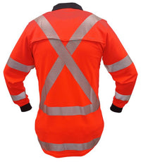 Thumbnail for Caution Back Womens Long/Sleeve Microvent Polo - Kiwi Workgear