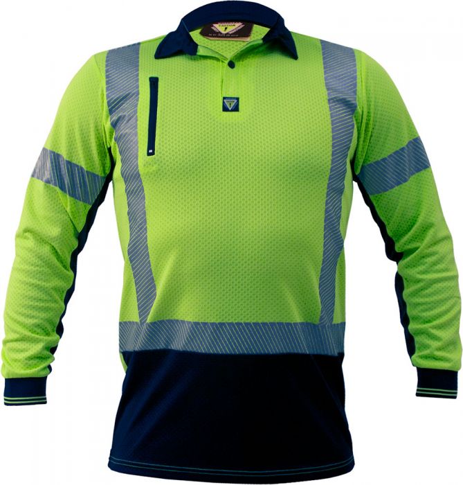 Caution Day/Night Microvent L/S Polo's - Kiwi Workgear