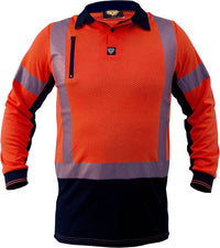 Thumbnail for Caution Day/Night Microvent L/S Polo's - Kiwi Workgear