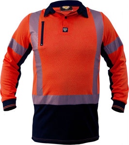 Caution Day/Night Microvent L/S Polo's - Kiwi Workgear