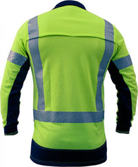 Thumbnail for Caution Day/Night Microvent L/S Polo's - Kiwi Workgear