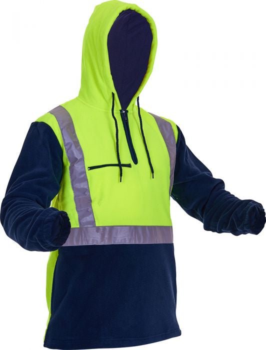 Caution Hi-Vis D/N Polar Fleece 1/2 Zip Hoodie - Kiwi Workgear