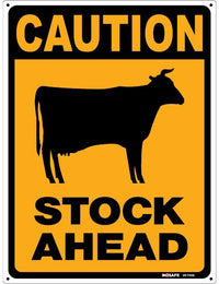 Thumbnail for Caution Stock Ahead Sign - 650x450 PVC - Kiwi Workgear