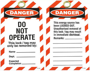 DANGER (White) Do Not Operate – Lockout Tags - Kiwi Workgear
