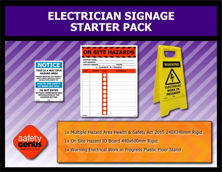 Electricians Safety Sign Pack - Kiwi Workgear