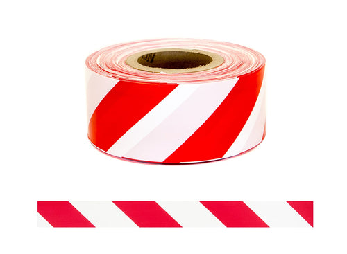 Esko Barrier Warning Tape - Red/White Striped 250m x 75mm - Kiwi Workgear