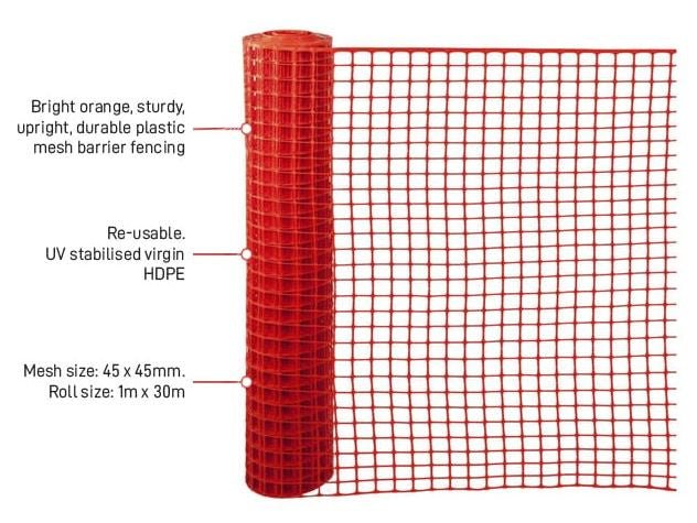 Esko Duramesh Heavy Duty Safety Fence - 0.9m x 30m - Kiwi Workgear