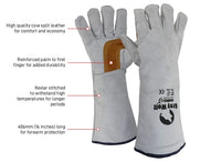 Thumbnail for Esko Grey Wolf Welders Glove Grey/Green Kevlar Stitched - Kiwi Workgear