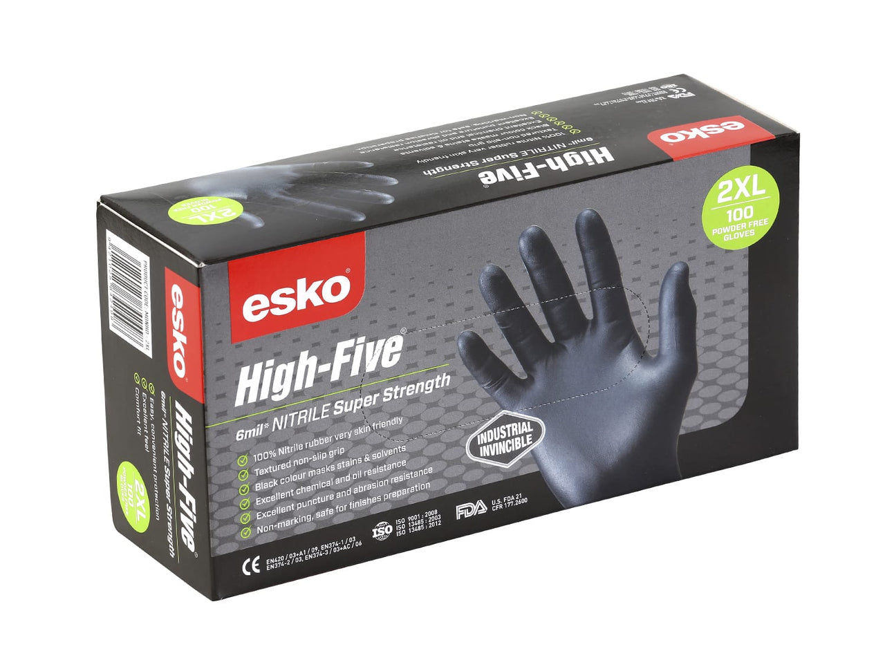 Esko Super Strength Nitrile Industrial Black Gloves - Kiwi Workgear