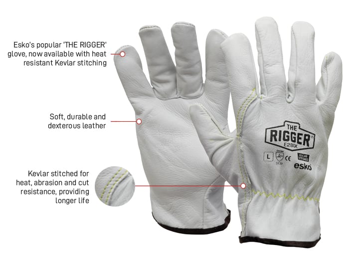 Esko The Rigger Premium Cowhide Kevlar Stitched Glove - Kiwi Workgear