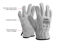 Thumbnail for Esko The Rigger Split Suede Gloves - Kiwi Workgear