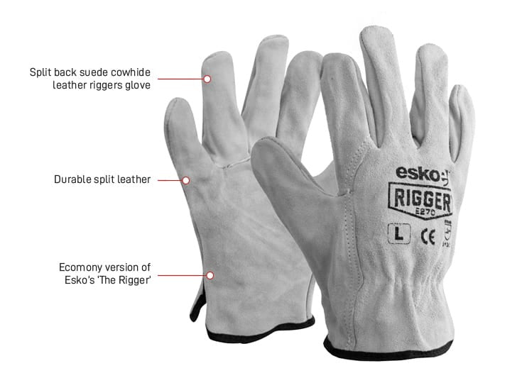 Esko The Rigger Split Suede Gloves -Large - Kiwi Workgear